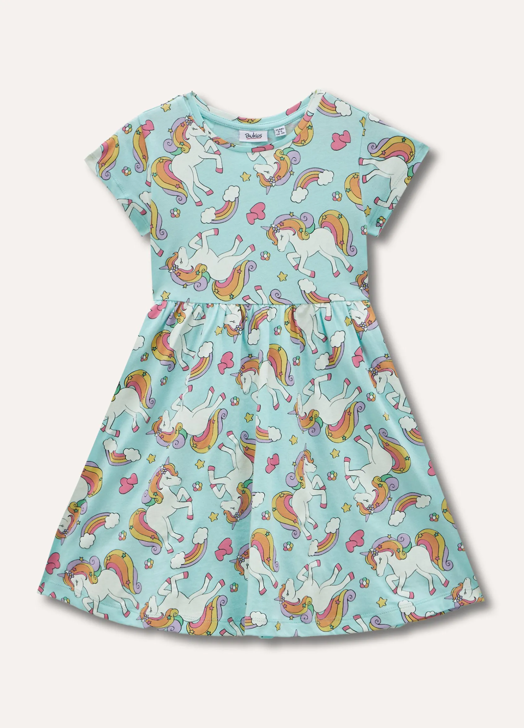 Blukids Abito a maniche corte in puro cotone bambina- Vestiti