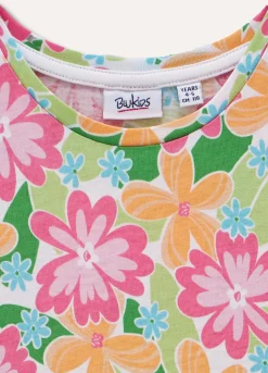 Blukids Abito a maniche corte in puro cotone bambina- Vestiti