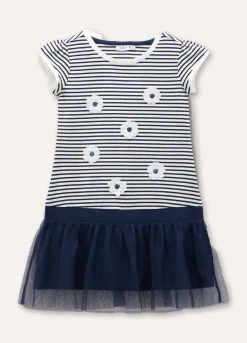 Blukids Abito rigato con tulle bambina- Vestiti