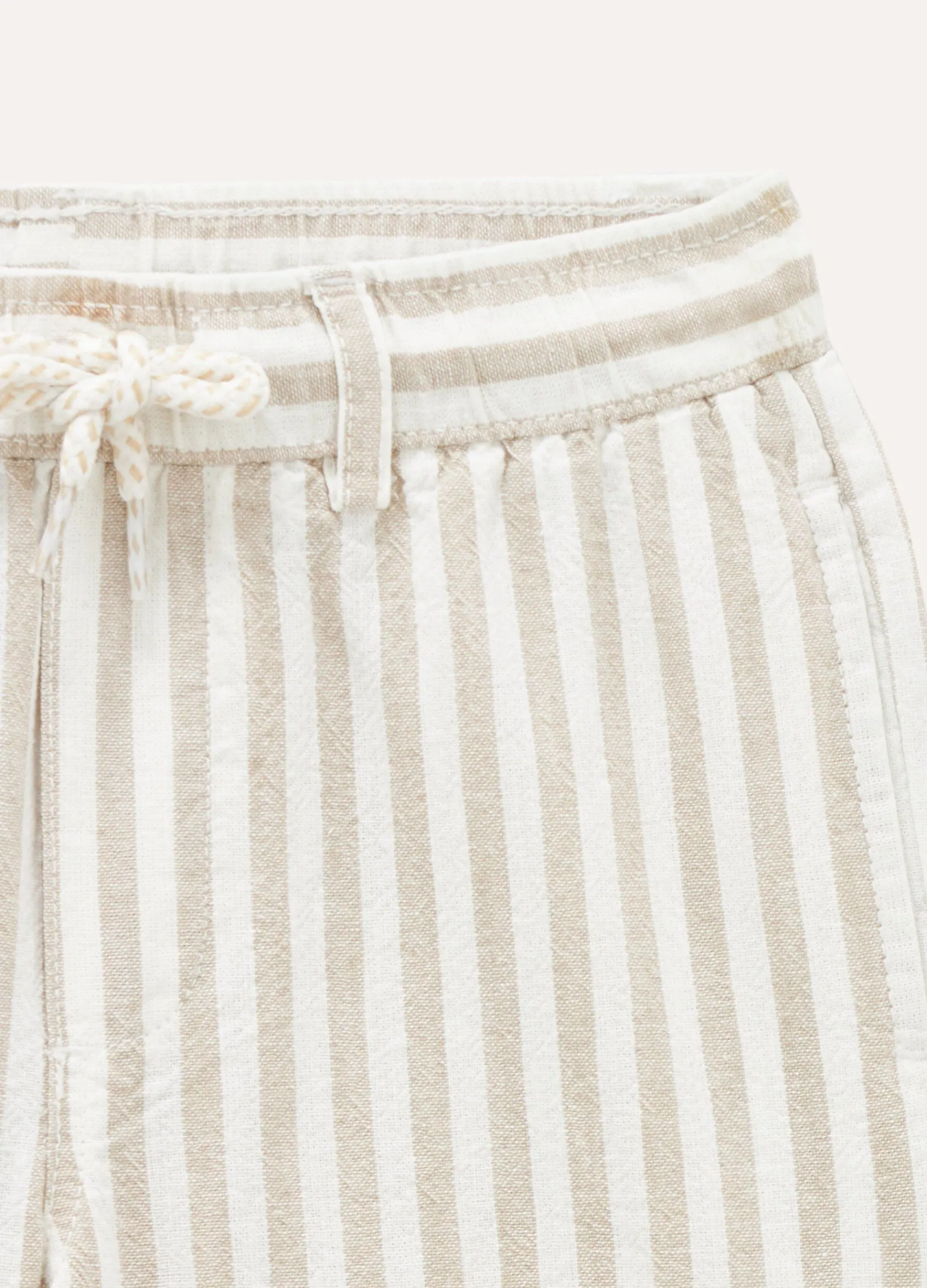 Blukids Bermuda in misto lino rigato bambino-Bambino Pantaloni