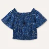 Blukids Blusa con scollo a barchetta con nappine ragazza- Camicie