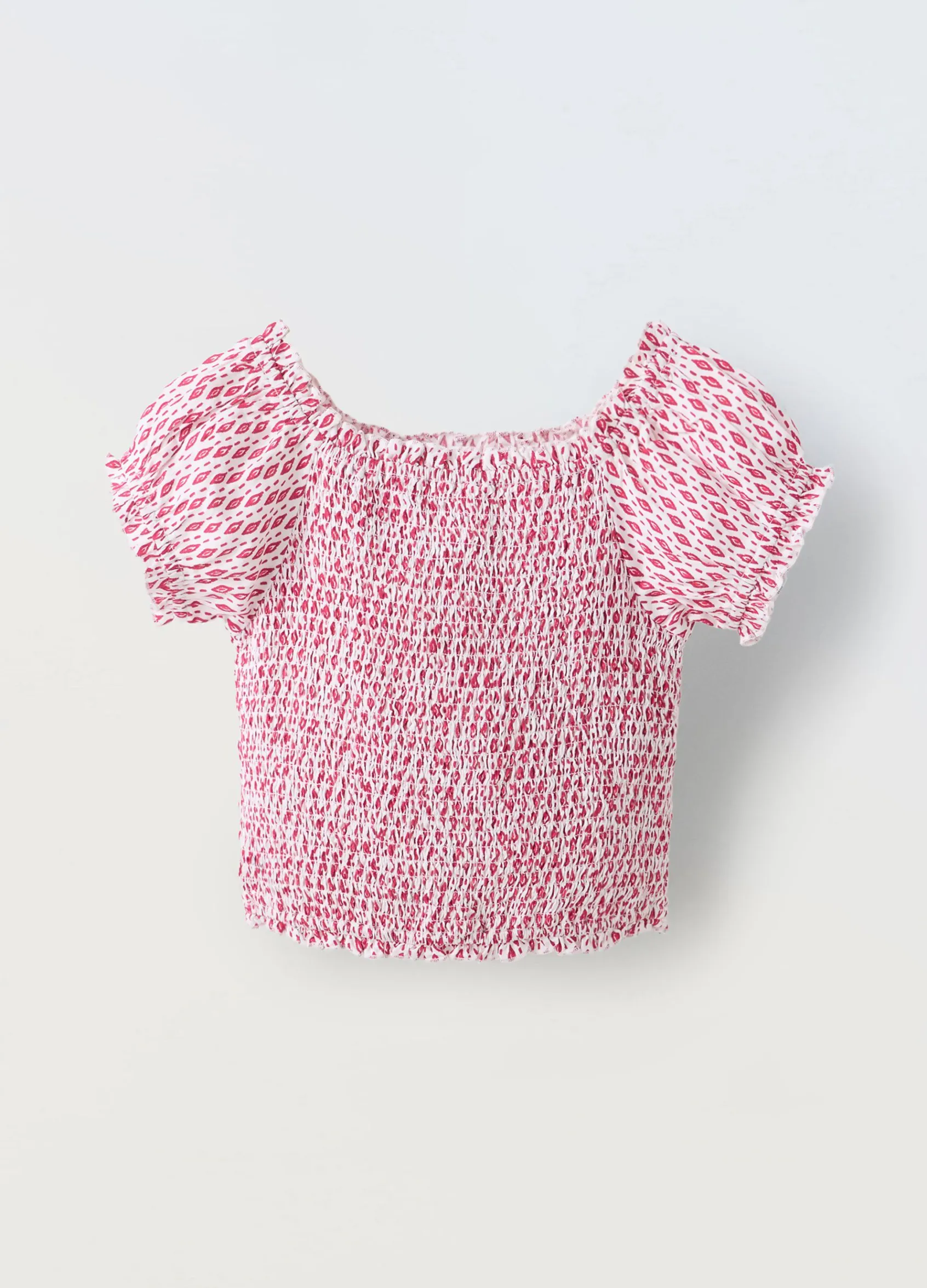 Blukids Blusa in pura viscosa con punto smock ragazza- Camicie