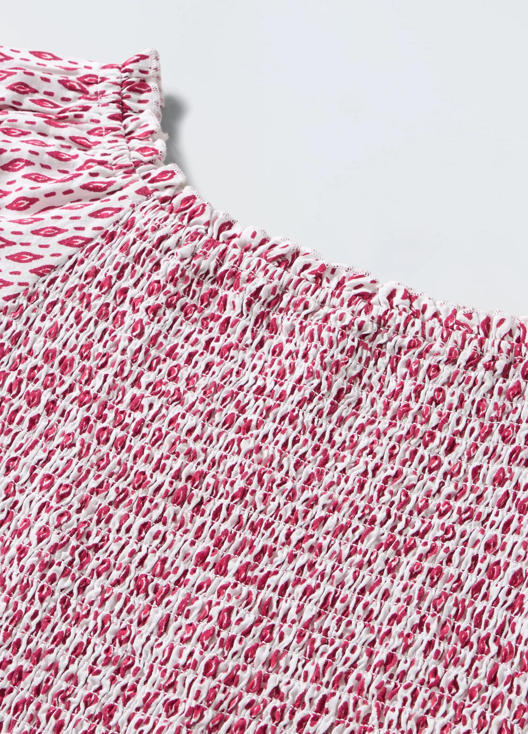 Blukids Blusa in pura viscosa con punto smock ragazza- Camicie