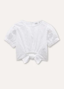 Blukids Blusa in puro cotone sangallo bambina- Camicie
