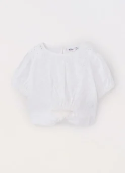 Blukids Blusa in puro cotone sangallo bambina- Camicie