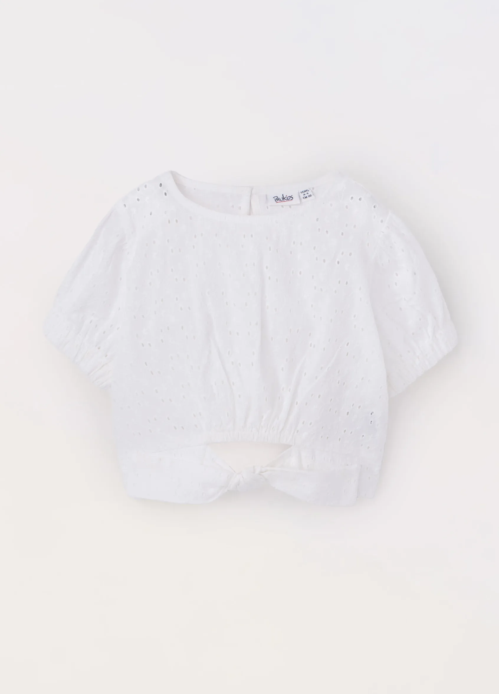 Blukids Blusa in puro cotone sangallo bambina- Camicie