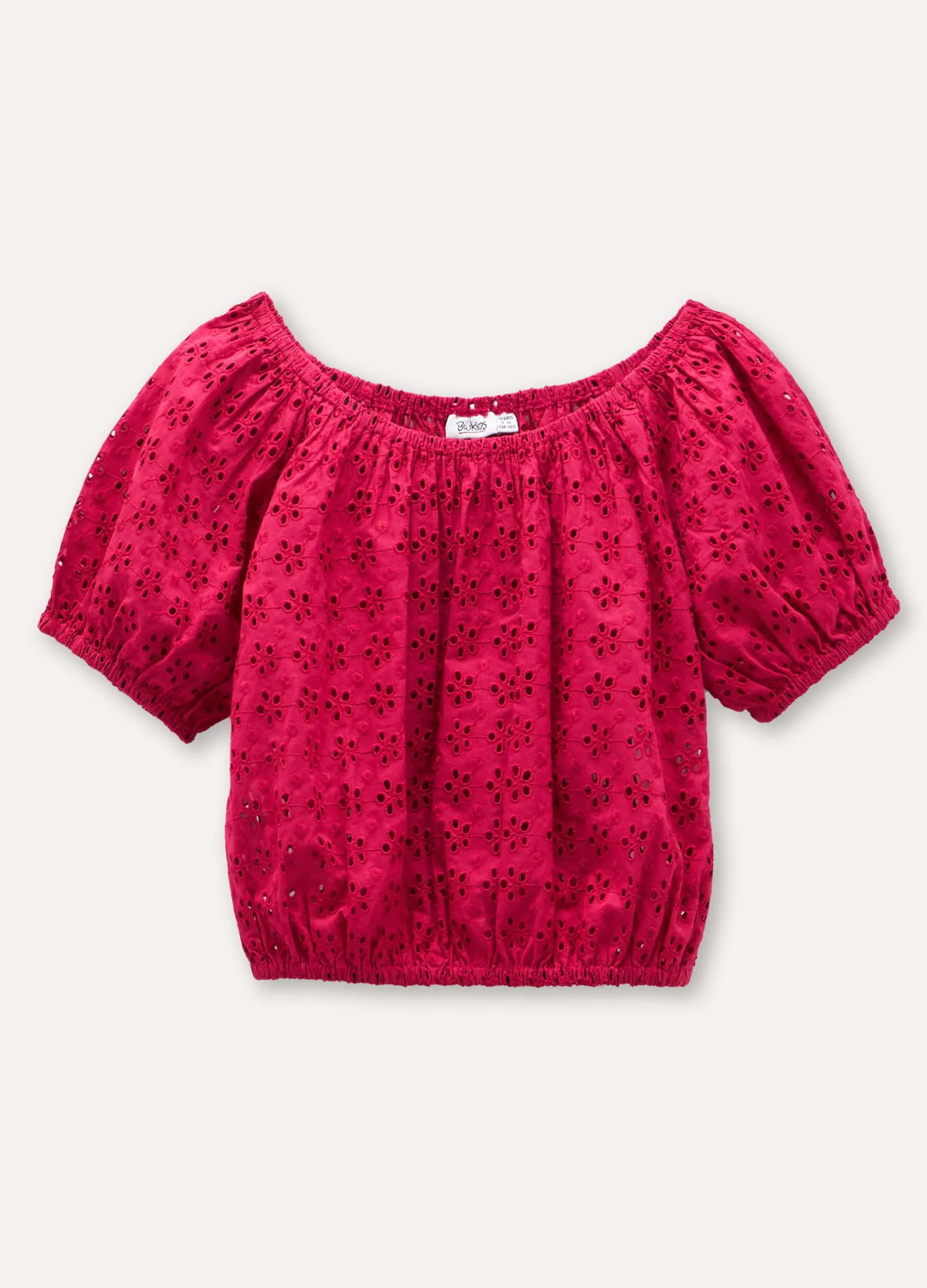 Blukids Blusa in puro cotone sangallo ragazza- Camicie