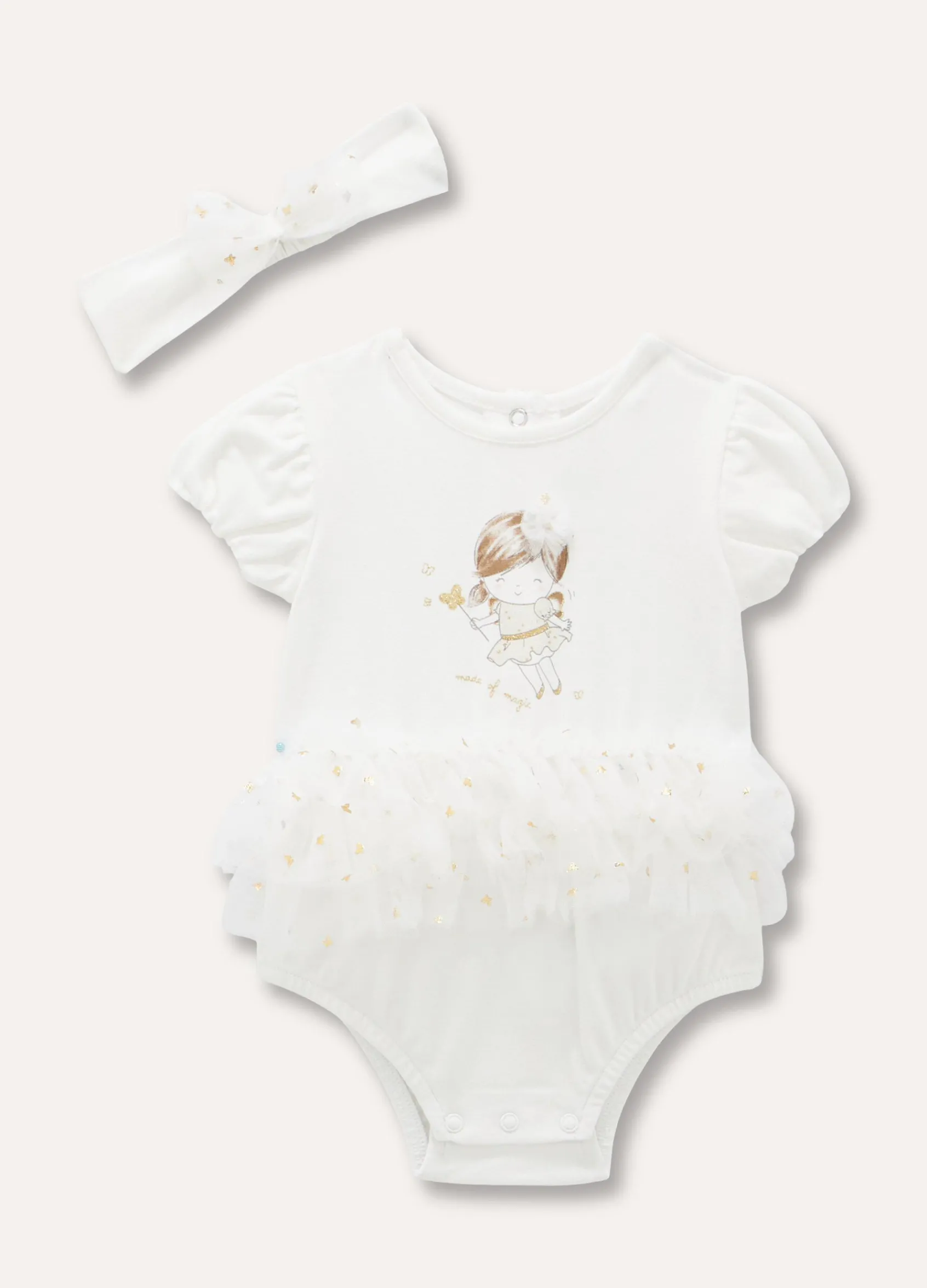 Blukids Body con tulle e fascetta neonata- Vestitini