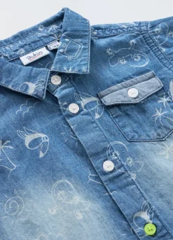 Blukids Camicia in denim di puro cotone neonato- Camicie