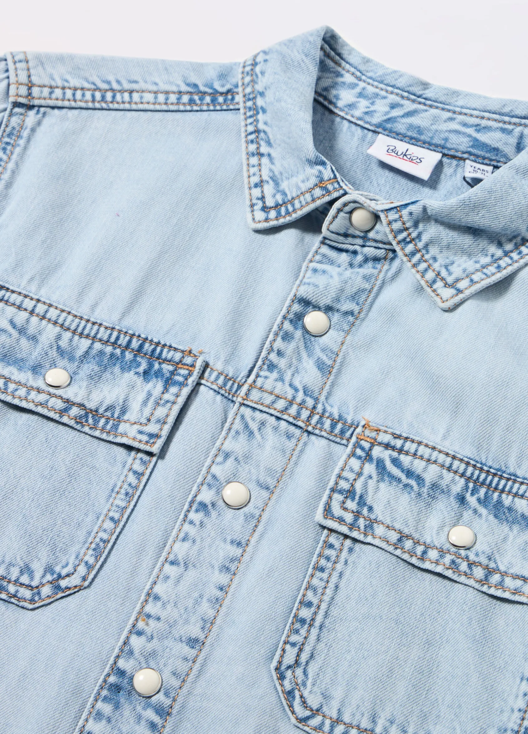Blukids Camicia in denim di puro cotone ragazzo- Camicie