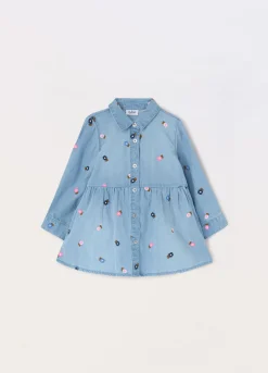 Blukids Camicia lunga in denim di puro cotone neonata- Camicie