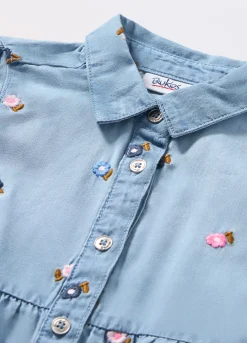 Blukids Camicia lunga in denim di puro cotone neonata- Camicie