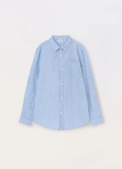 Blukids Camicia misto lino a righe ragazzo- Camicie