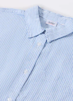Blukids Camicia misto lino a righe ragazza- Camicie