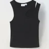 Blukids Canotta in misto cotone stretch con cut out ragazza- T-shirt