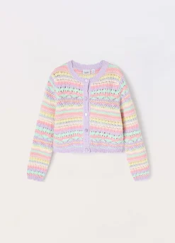 Blukids Cardigan multicolor in puro cotone bambina- Maglioni
