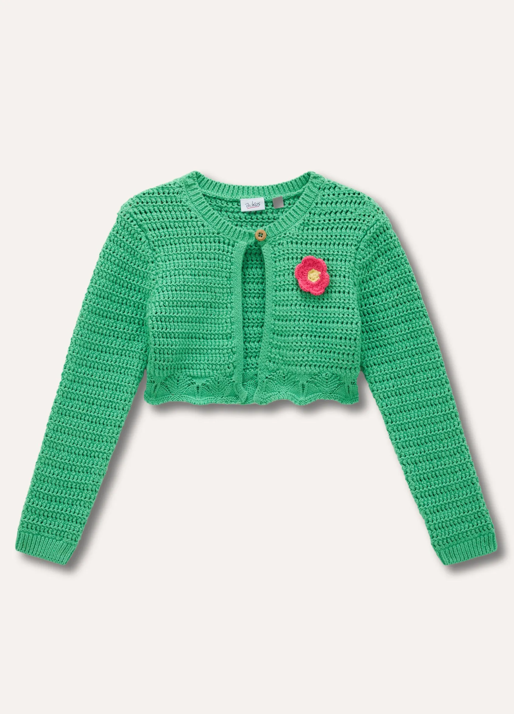 Blukids Cardigan tricot con ricami e applicazioni bambina- Maglioni