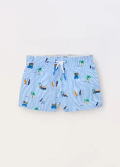 Blukids Costume boxer a righe bambino-Bambino Mare