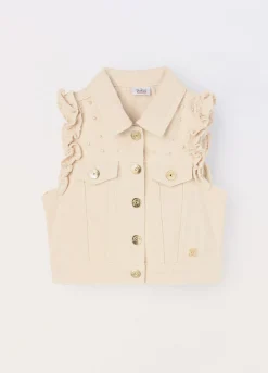 Blukids Gilet in denim di puro cotone bambina- Giubbotti E Piumini