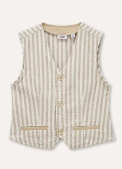 Blukids Gilet rigato in misto lino bambino-Bambino T-shirt