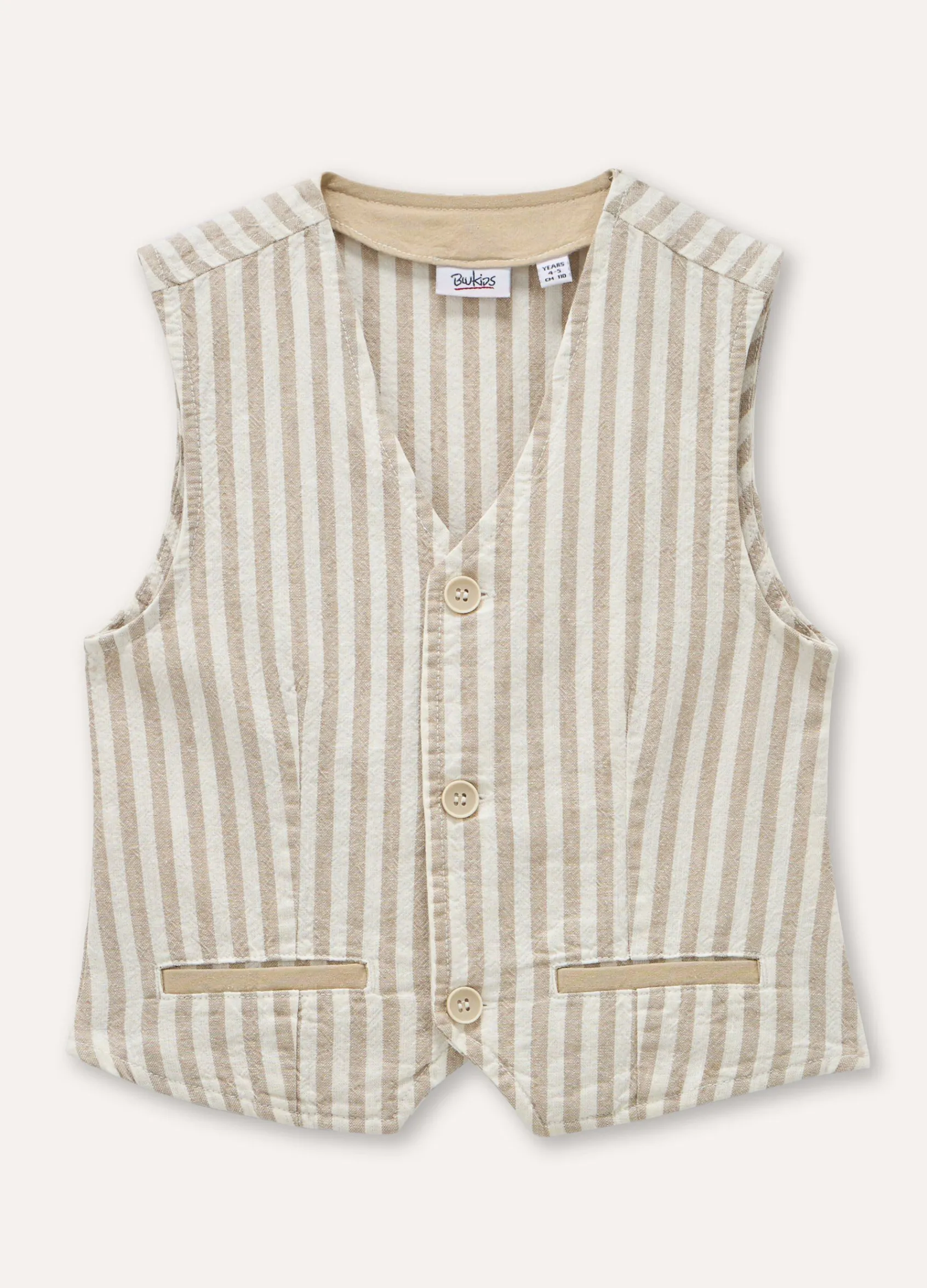 Blukids Gilet rigato in misto lino bambino-Bambino T-shirt