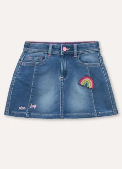 Blukids Gonna in denim con ricami bambina- Gonne
