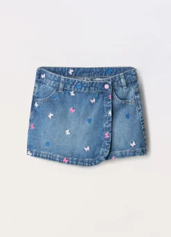 Blukids Gonna pantalone in denim di puro cotone bambina- Jeans