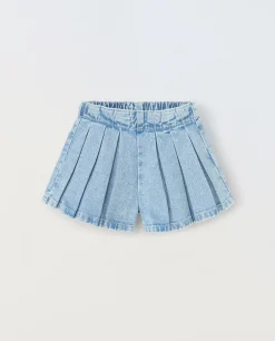 Blukids Gonna pantalone in denim di puro cotone bambina- Pantaloni