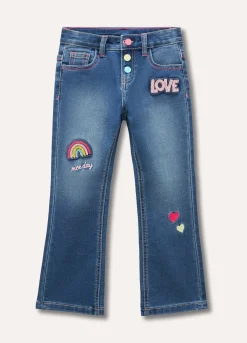 Blukids Jeans con ricami e applicazioni bambina- Jeans