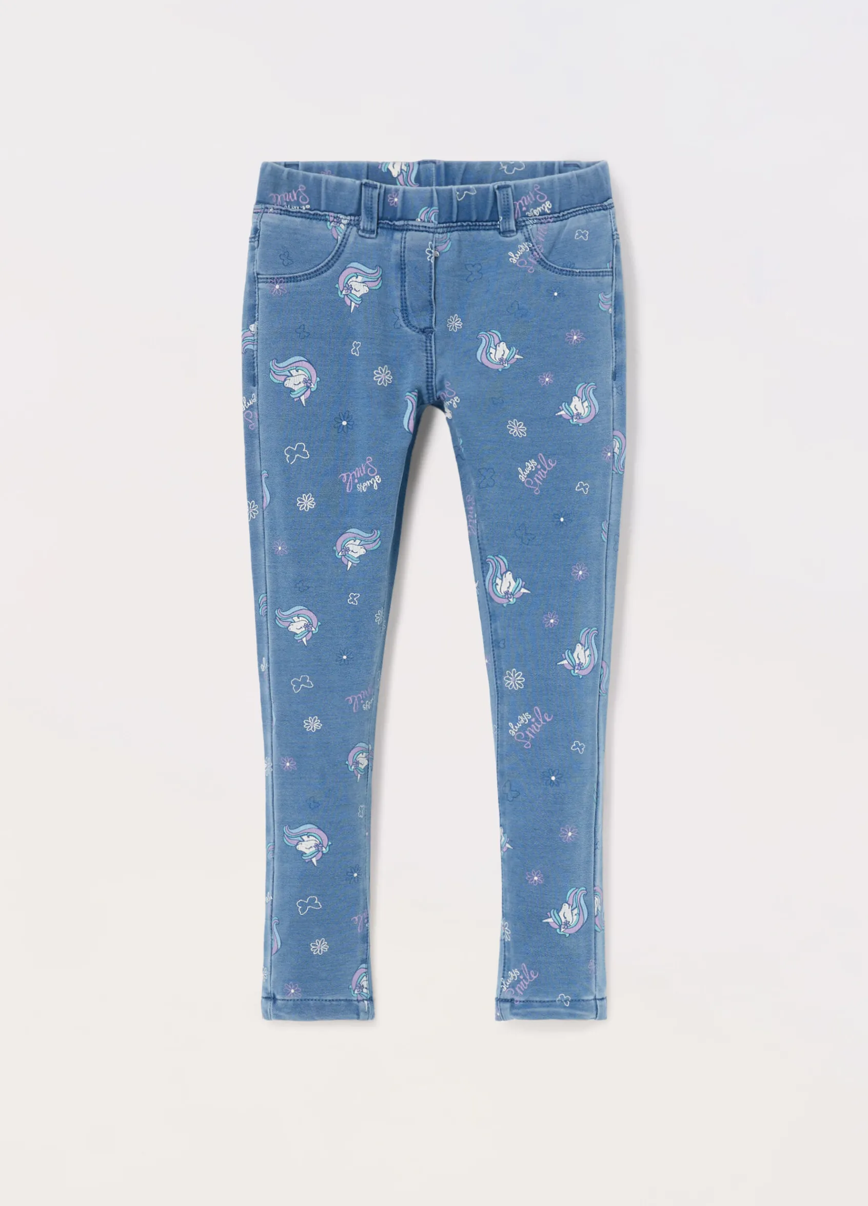 Blukids Jeggings in french terry denim bambina- Jeans
