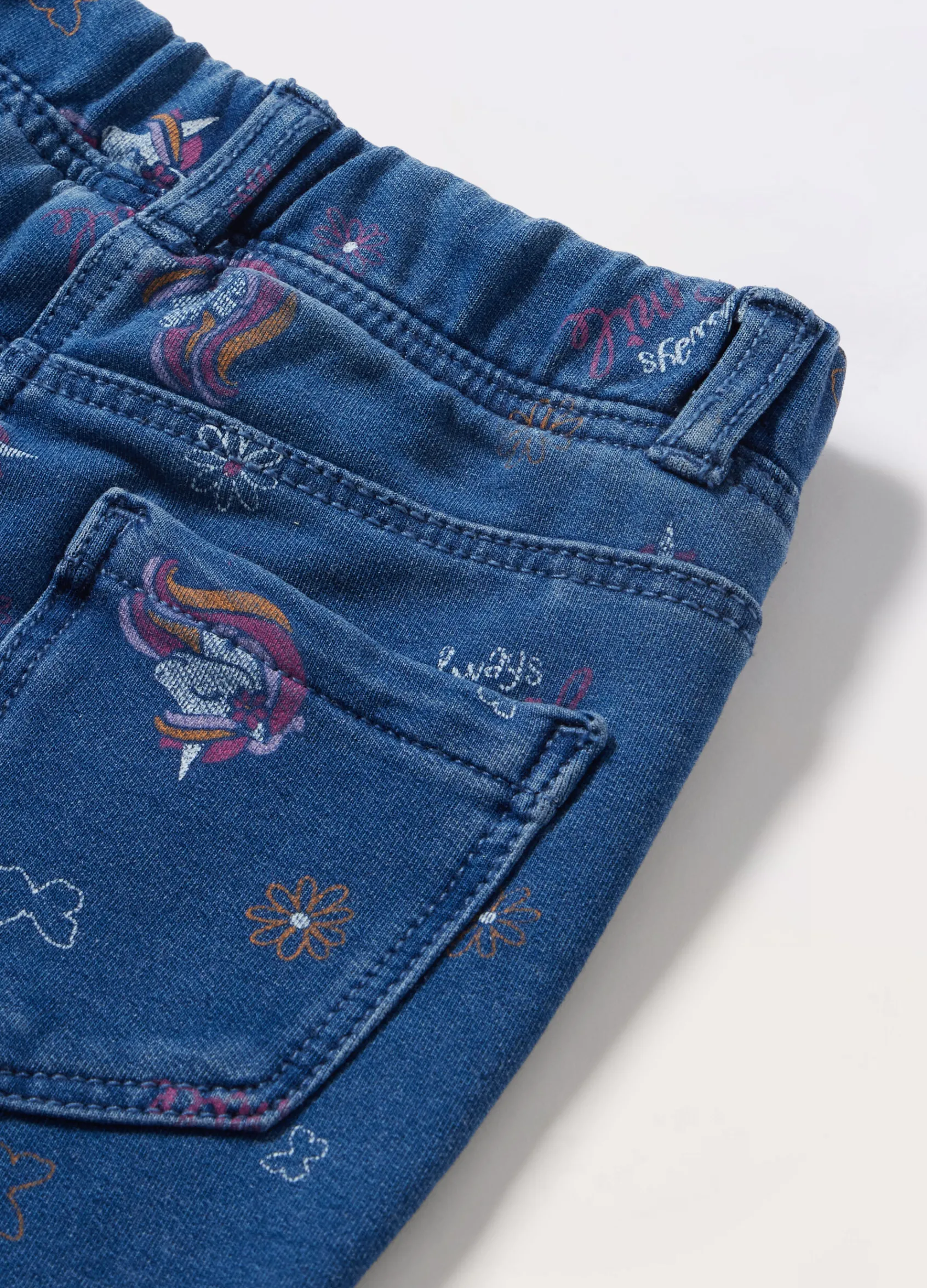 Blukids Jeggings in french terry denim bambina- Leggings