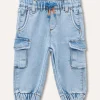 Blukids Jogger cargo in french terry denim neonato- Jeans