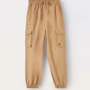 Blukids Jogger cargo in twill di misto cotone bambina- Pantaloni