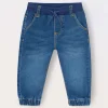 Blukids Jogger in denim di misto cotone neonato- Pantaloni