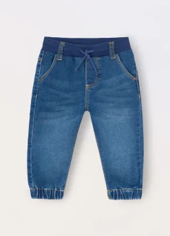 Blukids Jogger in denim di misto cotone neonato- Pantaloni