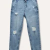 Blukids Jogger ripped in denim di cotone stretch ragazzo- Jeans