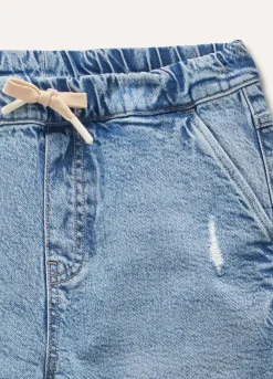Blukids Jogger ripped in denim di cotone stretch ragazzo- Jeans
