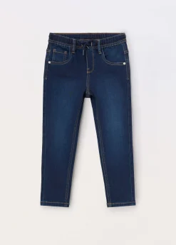 Blukids Joggers in french terry denim bambino-Bambino Pantaloni