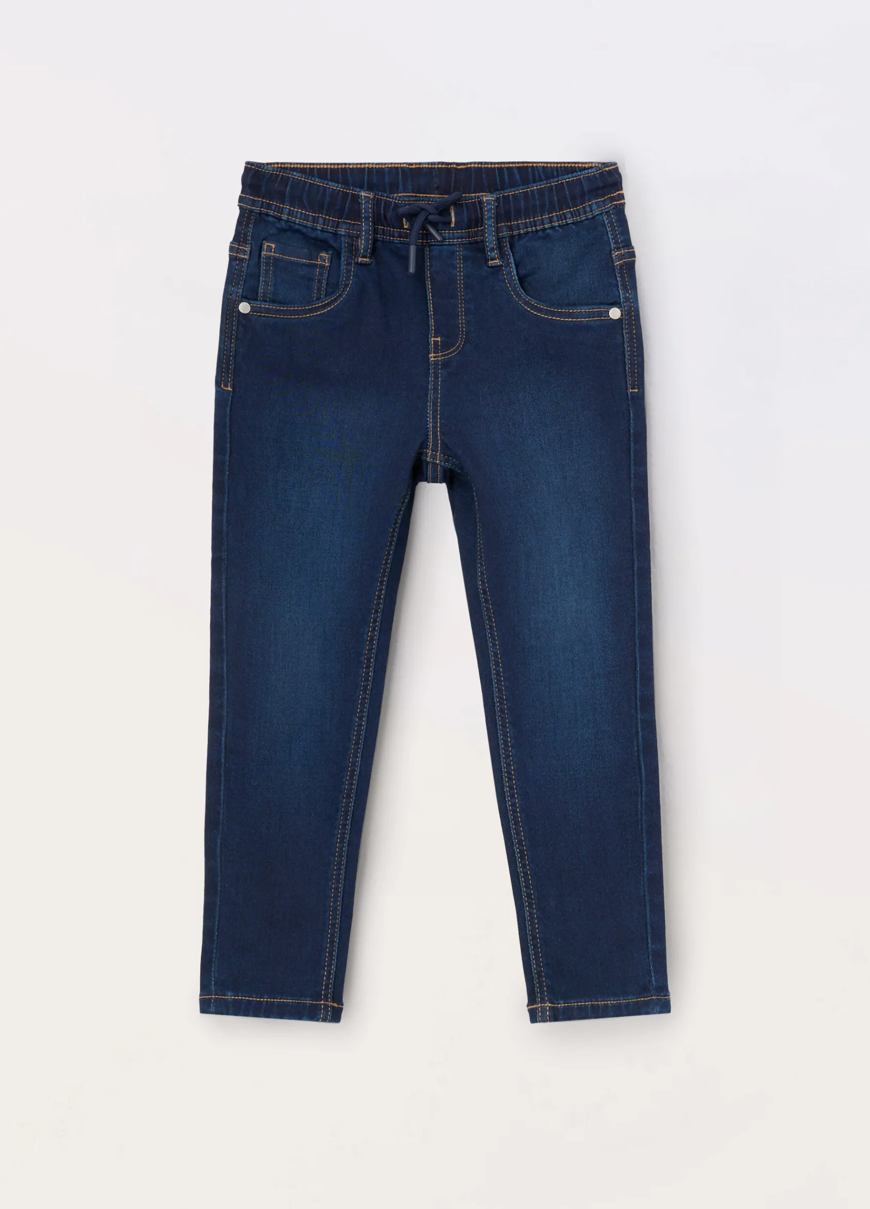 Blukids Joggers in french terry denim bambino-Bambino Pantaloni