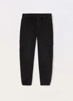 Blukids Joggers in french terry denim cargo ragazzo- Pantaloni