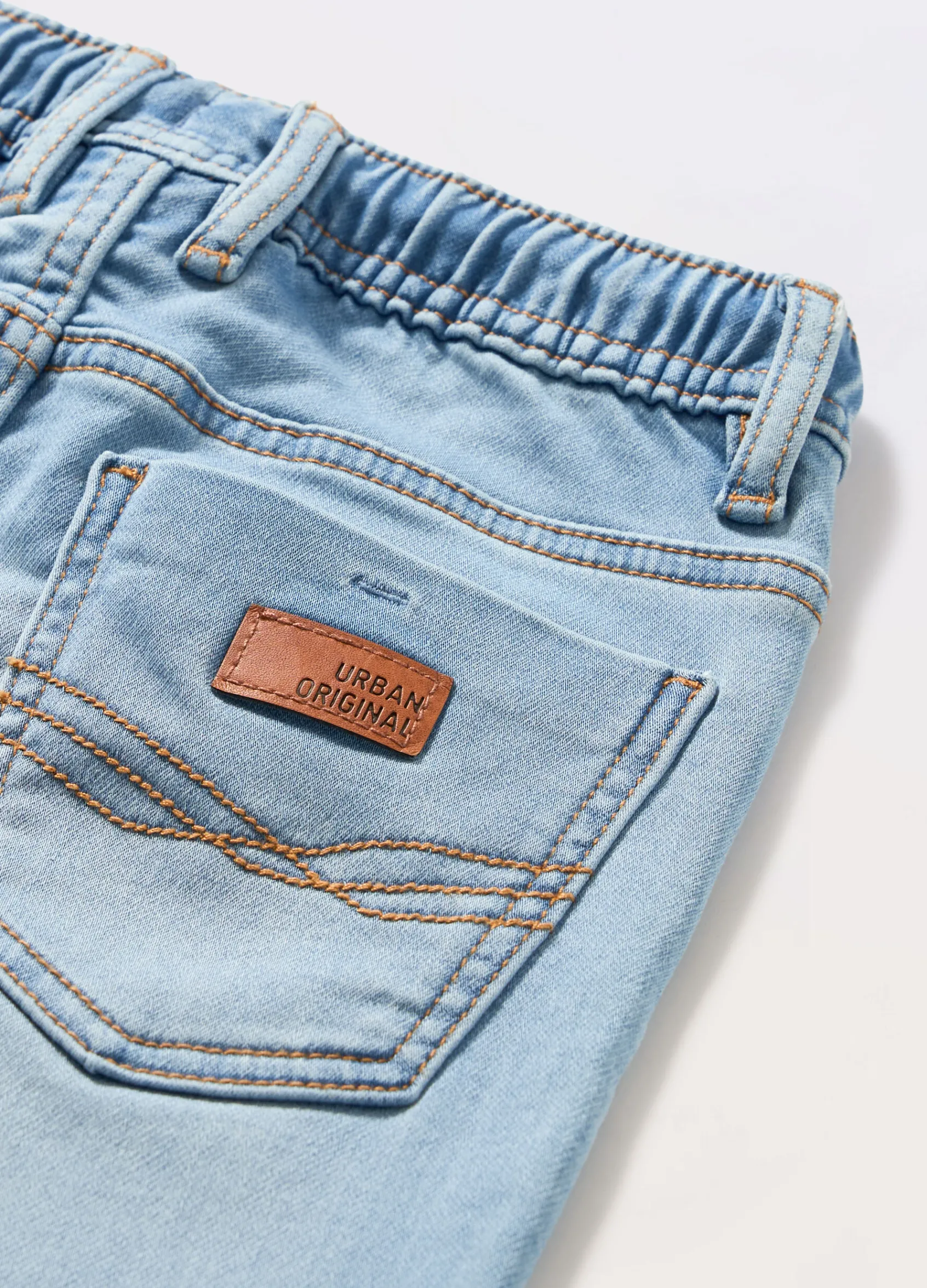 Blukids Joggers in french terry denim bambino-Bambino Pantaloni