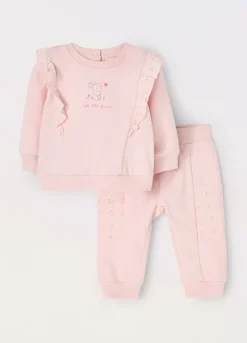 Blukids Jogging set in felpa di puro cotone con rouches neonata- Completini