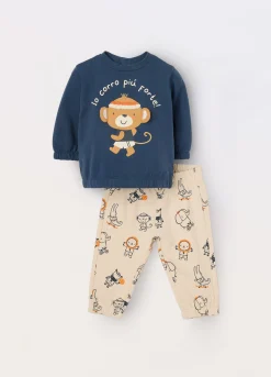Blukids Jogging set in french terry di puro cotone neonato- Completini