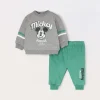 Blukids Jogging set Mickey Mouse in felpa di puro cotone neonato- Completini