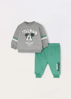 Blukids Jogging set Mickey Mouse in felpa di puro cotone neonato- Completini