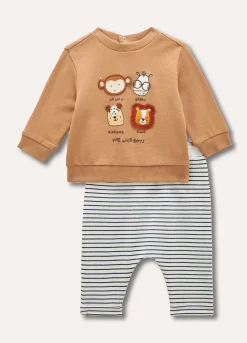 Blukids Jogging set ricamato in felpa di puro cotone neonato- Completini