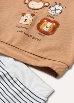 Blukids Jogging set ricamato in felpa di puro cotone neonato- Completini