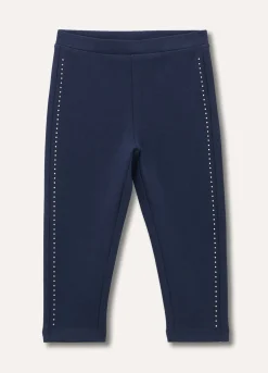 Blukids Leggings in cotone stretch con strass neonata- Pantaloni