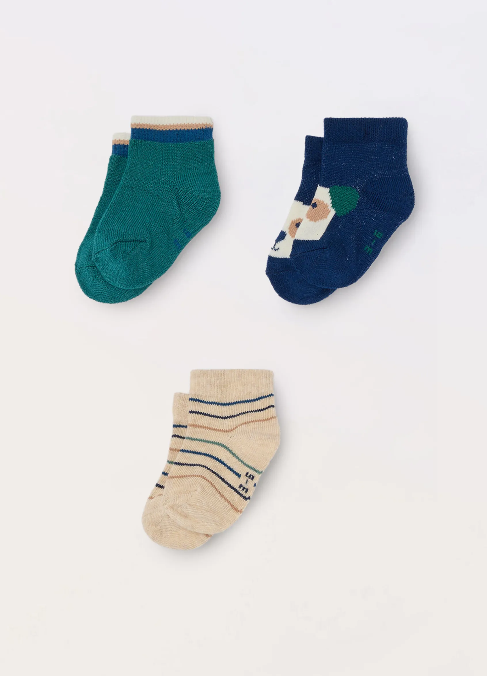 Blukids Pack 3 calze corte misto cotone neonato- Accessori