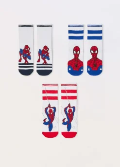 Blukids Pack 3 calze in spugna di misto cotone Spider-Man-Bambino Multipack | Intimo